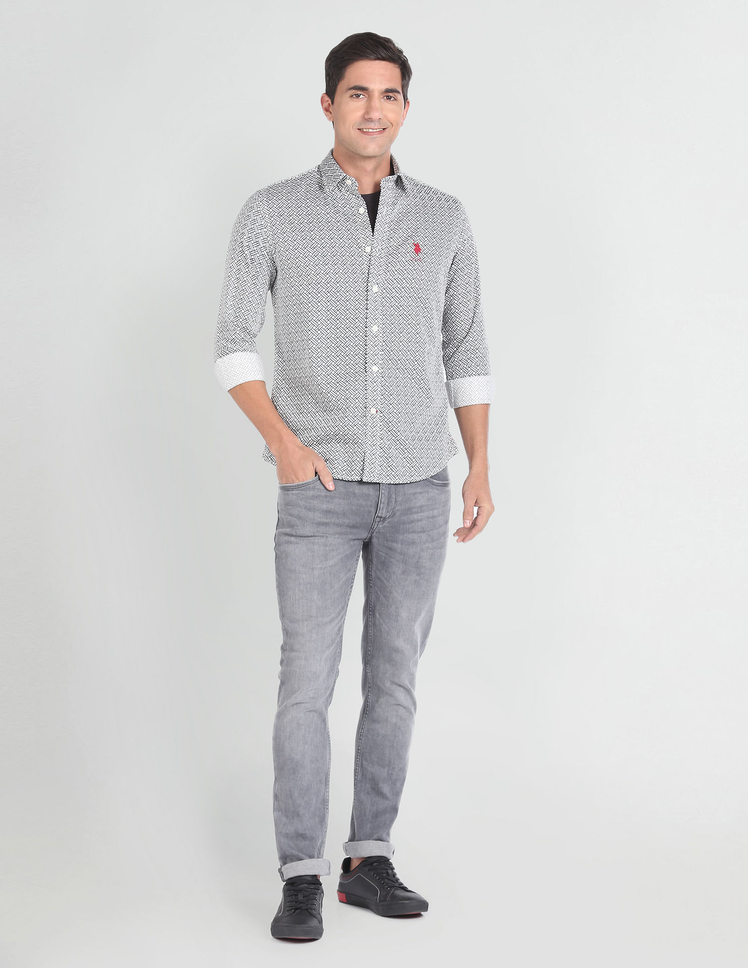 U.S. Polo Assn. Denim Co. Geometric Print Twill Shirt