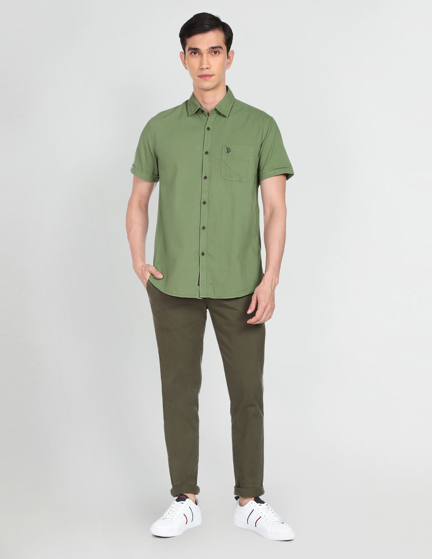U.S. Polo Assn. Denim Co. Regular Solid Pure Cotton Casual Shirt