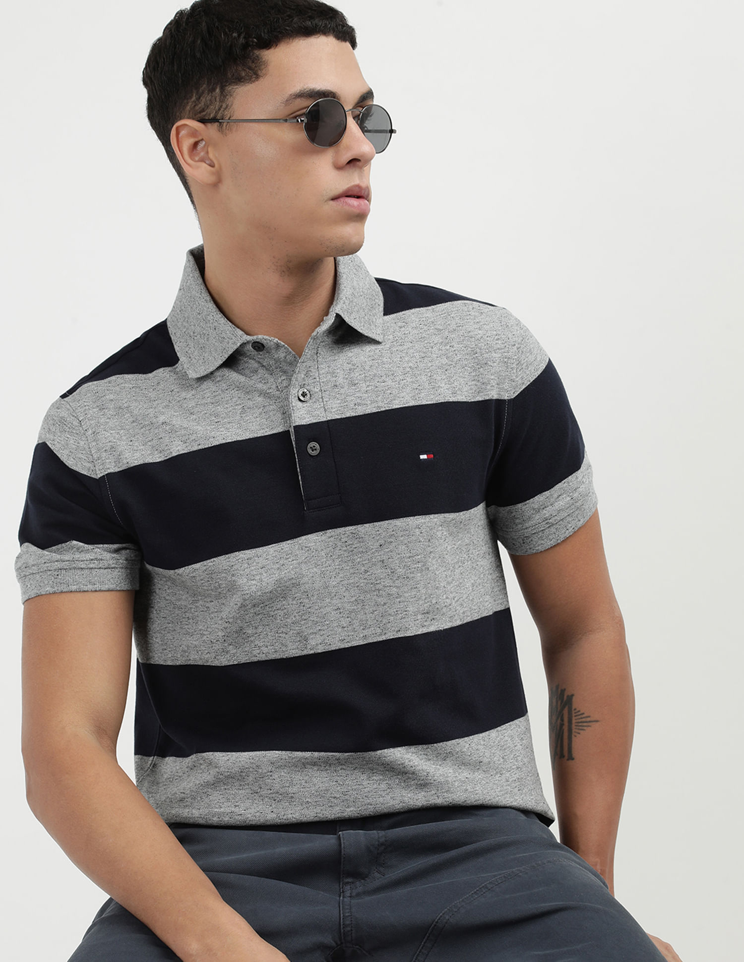 Buy Tommy Hilfiger Slim Fit Rugby Stripe Polo Shirt - Main Image