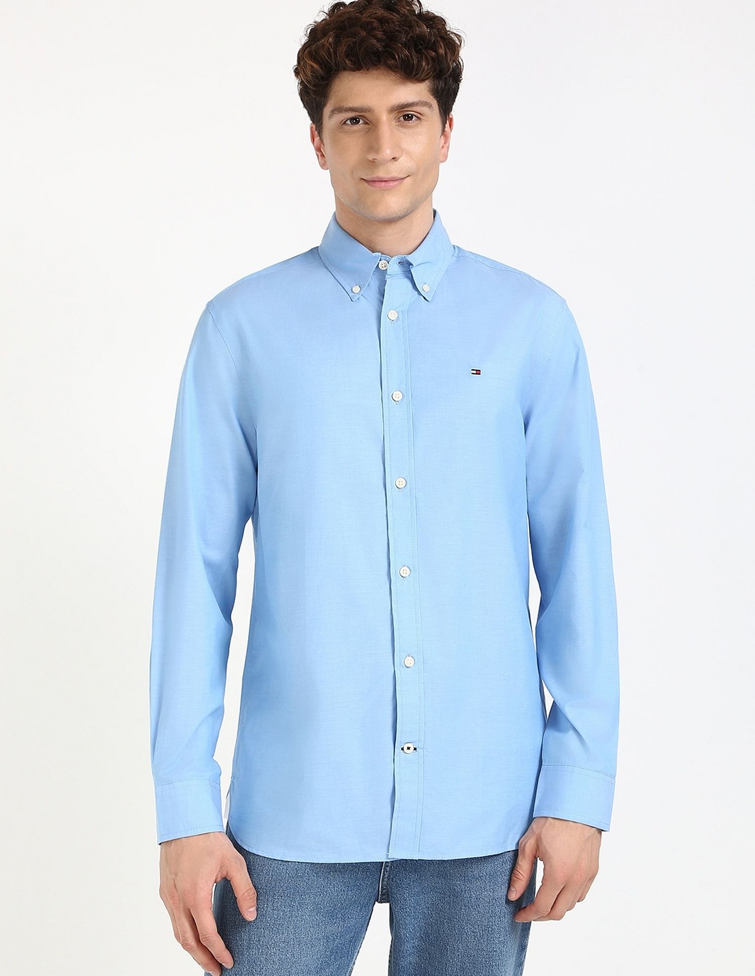 Tommy Hilfiger Solid Regular-Fit Cotton Shirt