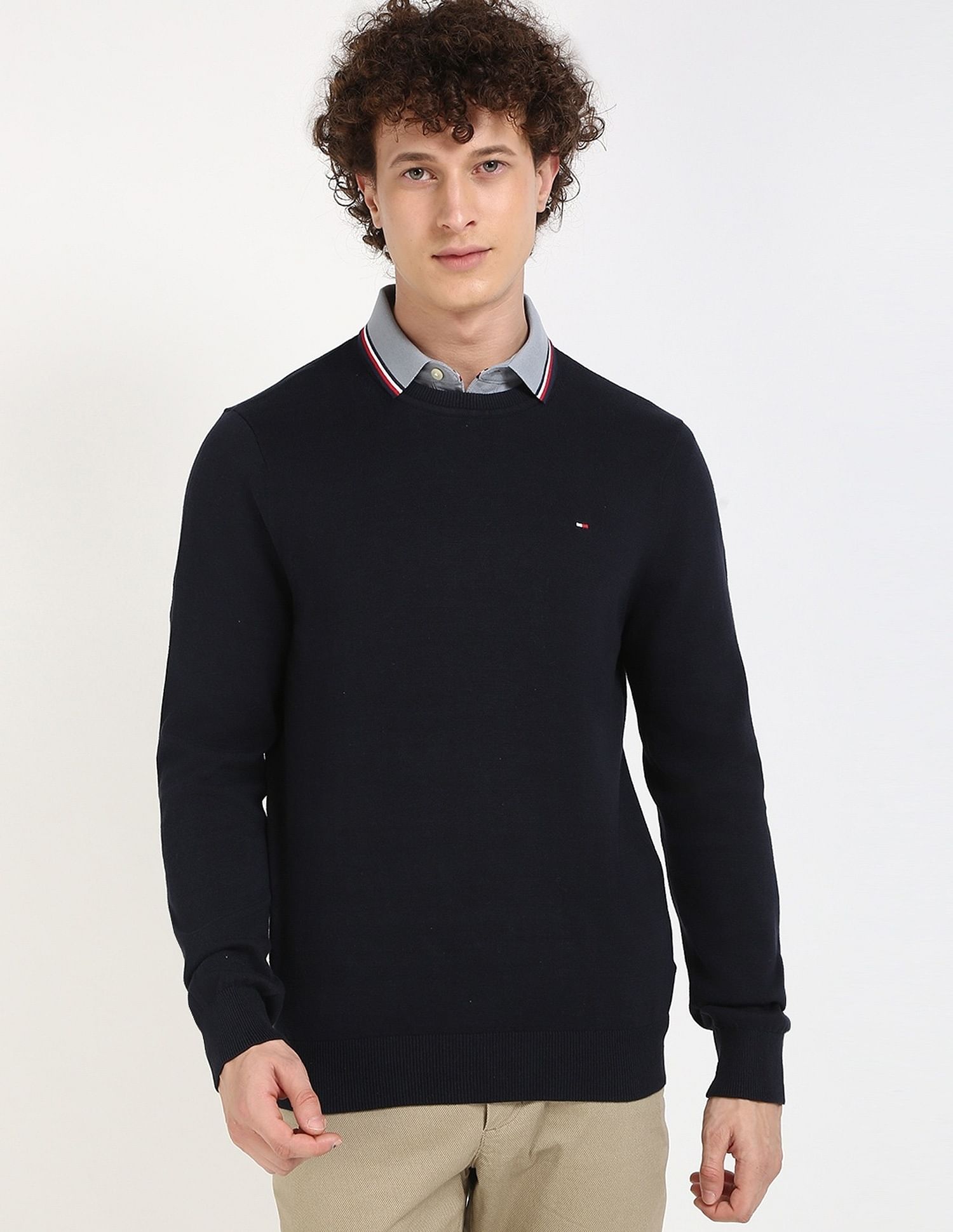 Tommy Hilfiger Solid Regular-Fit Cotton Sweater