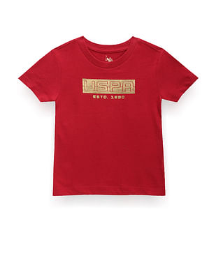 U S Polo Assn Kids Boys Brand Print Cotton T-Shirt