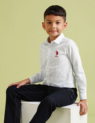 U S Polo Assn Kids Boys Regular Fit Regular Floral Shirt