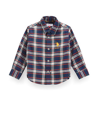 U S Polo Assn Kids Boys Plaid Check Oxford Shirt