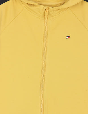 Buy Tommy Hilfiger Kids Boys Yellow Zip Up Brand Stripe Hooded