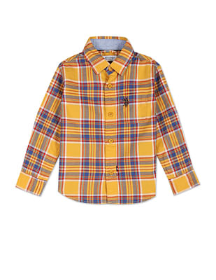 U S Polo Assn Kids Boys Pure Cotton Plaid Check Shirt