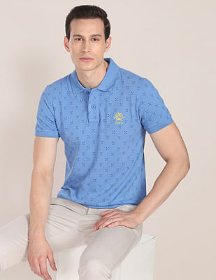 U S Polo Assn All Over Geometric Print Cotton Polo Shirt