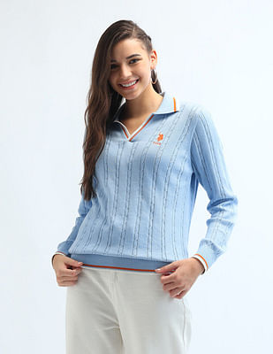 U S Polo Assn Women Regular Fit Cable Knit Sweater