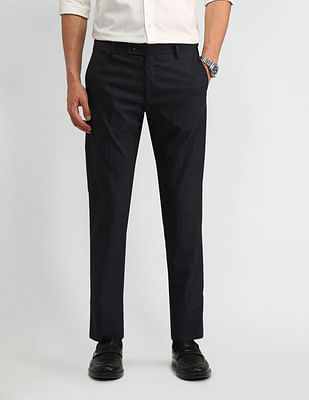 Arrow Solid Dobby Slim Fit Trousers