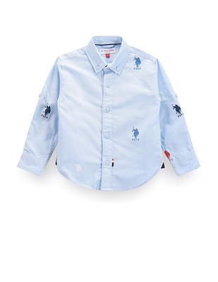 U S Polo Assn Kids Boys Logo Print Oxford Shirt