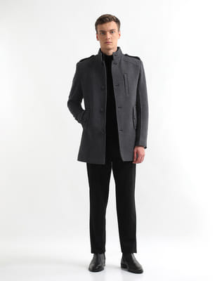Buy Arrow Sport Stand Collar Textured Trench Coat - NNNOW.com