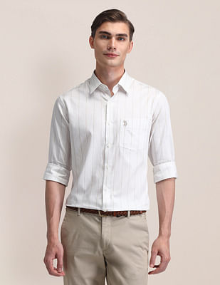 U S Polo Assn Tailored Fit Cotton Striped Shirt