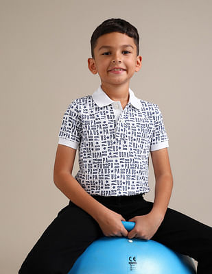 U S Polo Assn Kids Boys All-Over Printed Polo Shirt