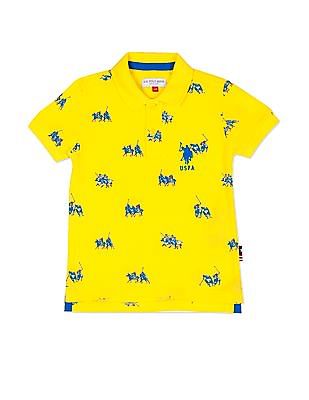 U S Polo Assn Kids Cotton Brand Print Polo Shirt