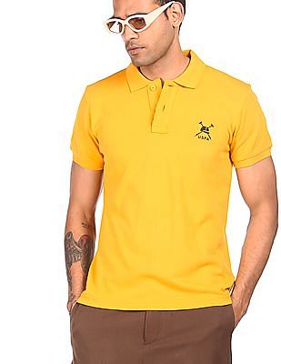 U S Polo Assn Ribbed Collar Solid Polo Shirt