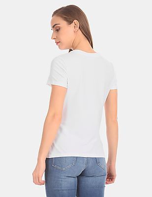 Buy Calvin Klein Women White Slim Fit Crystal Logo