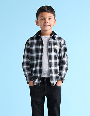 U S Polo Assn Kids Boys Regular Fit Plaid Checks Shirt