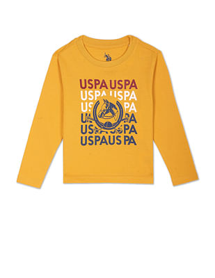 U S Polo Assn Kids Boys Brand Print Cotton T-Shirt