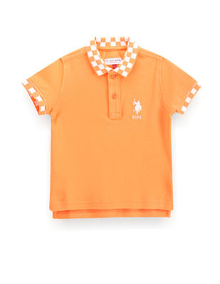 U S Polo Assn Kids Boys Jacquard Collar Polo Shirt