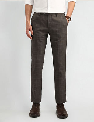 Arrow Checked Twill Slim Fit Trousers