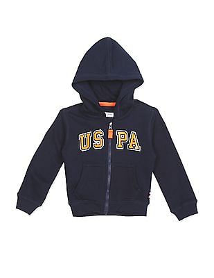 U S Polo Assn Kids Brand Print Hooded Sweatshirt