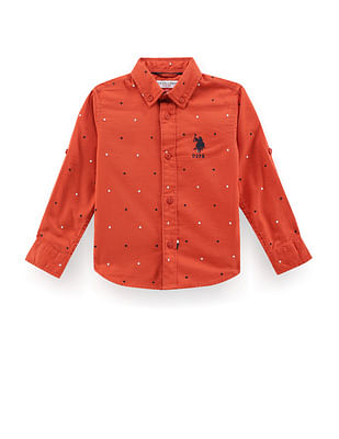 U S Polo Assn Kids Boys Geometric Print Dobby Shirt