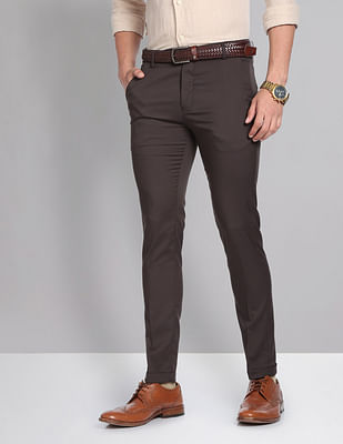 Ad By Arvind Super Slim Fit Young Formal Trousers