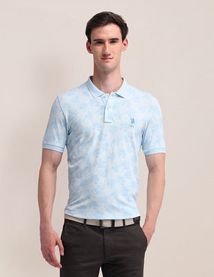 U S Polo Assn Floral Printed Slim Fit Polo Shirt