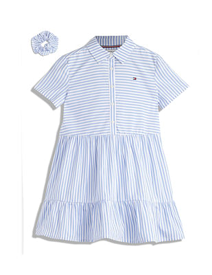 Tommy Hilfiger Kids Girls Ithaca Stripe Fit And Flare Dress