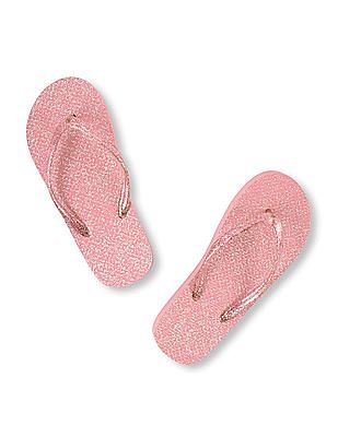 girls glitter flip flops