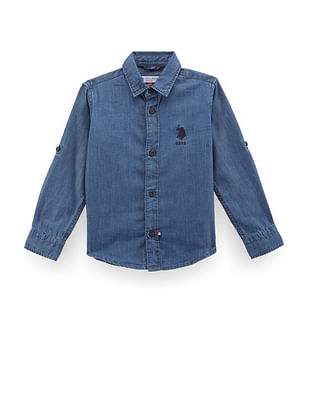 U S Polo Assn Kids Boys Washed Chambray Shirt