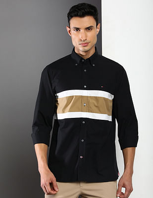 Tommy Hilfiger Colour Block Cotton Casual Shirt