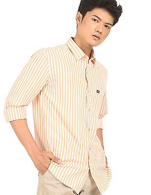 Arrow Sports Spread Collar Striped Casual Shirt