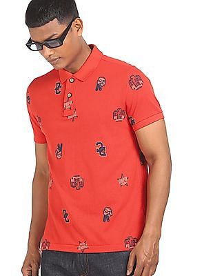 U S Polo Assn Denim Co Pique Printed Polo Shirt