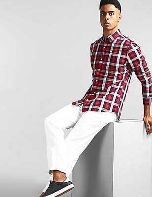 mens slim fit check shirt