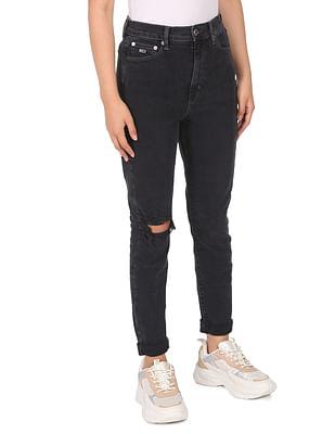 Tommy Hilfiger Women Black Ultra High Rise Melany Super Skinny Fit Jeans