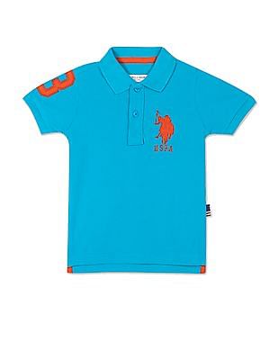 U S Polo Assn Kids Ribbed Collar Pique Polo Shirt