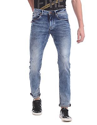 Buy Men Michael Slim Tapered Acid Wash Jeans online at NNNOW.com