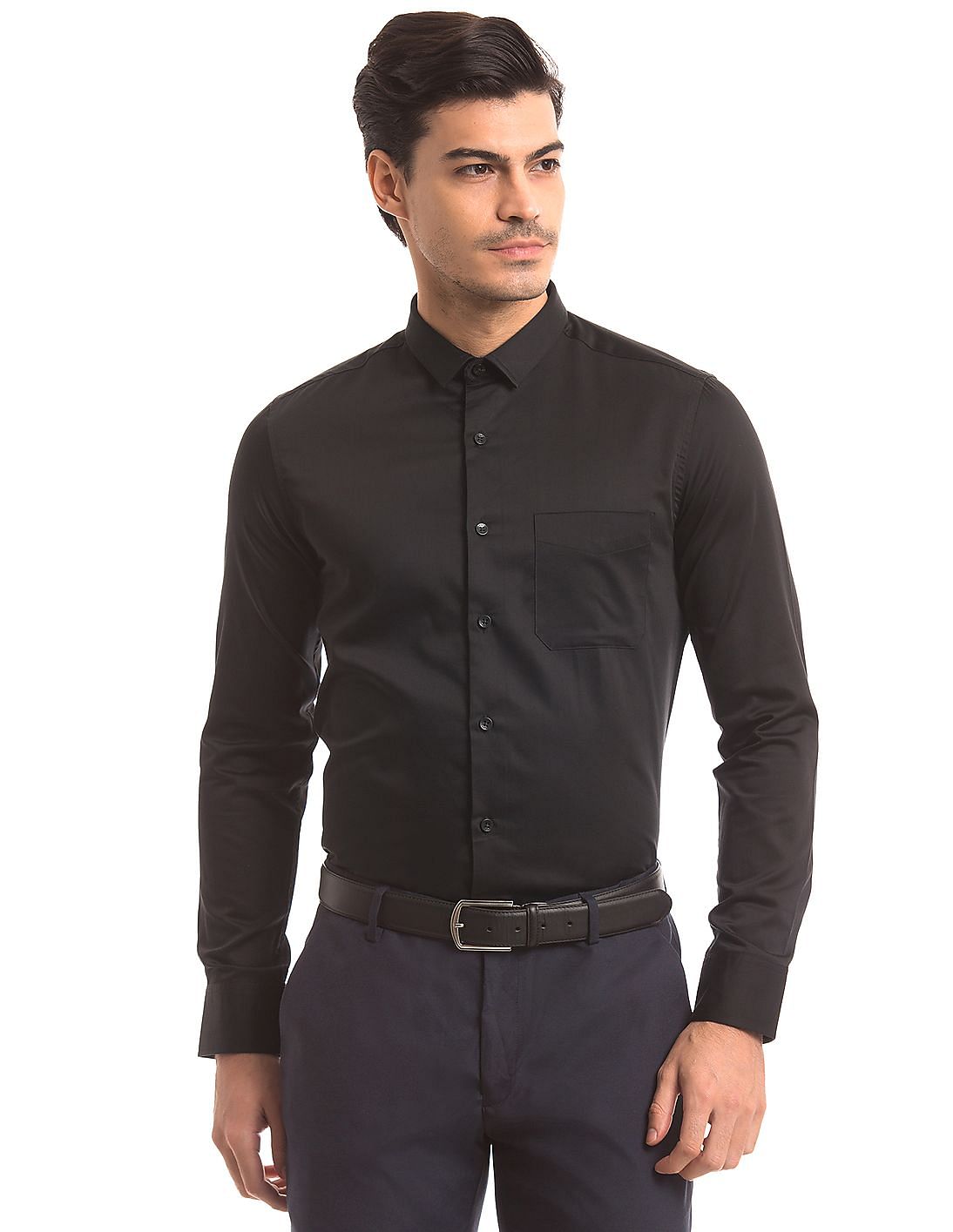 Buy USPA Tailored Men French Placket Solid Shirt - NNNOW.com