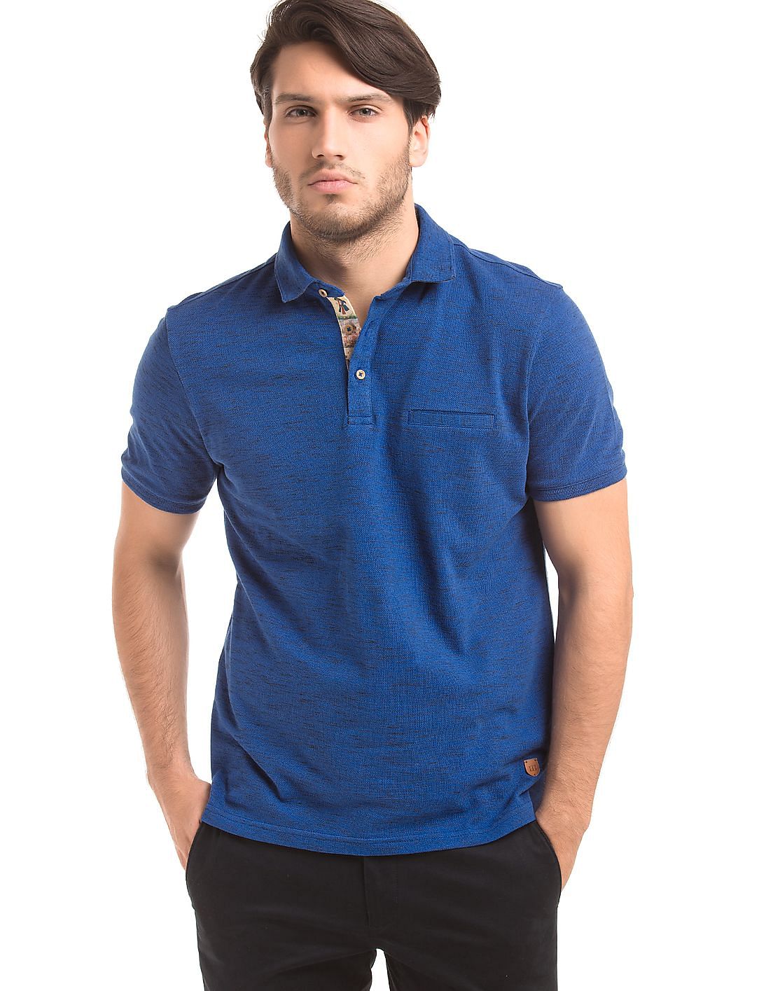 Buy True Blue Men Melange Regular Fit Polo Shirt - NNNOW.com