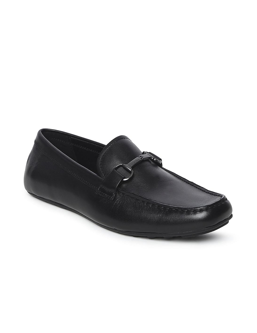 Buy Calvin Klein Men Black Horsebit Leather Loafers - NNNOW.com