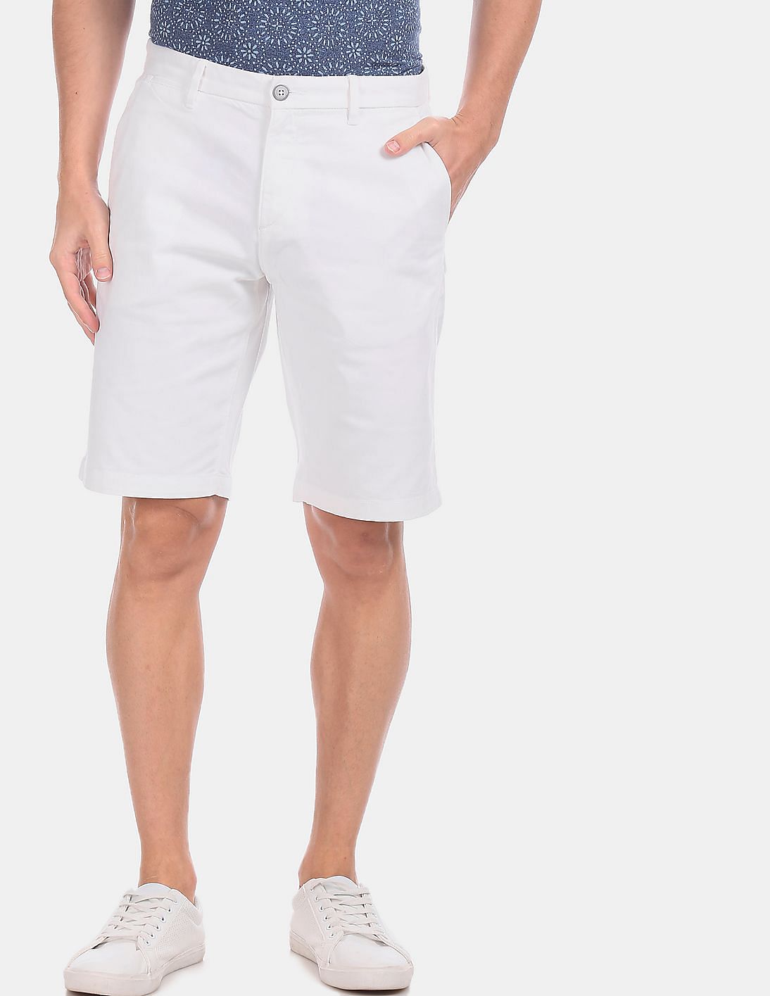 Buy U.S. Polo Assn. Men White Solid Cotton Stretch Shorts - NNNOW.com