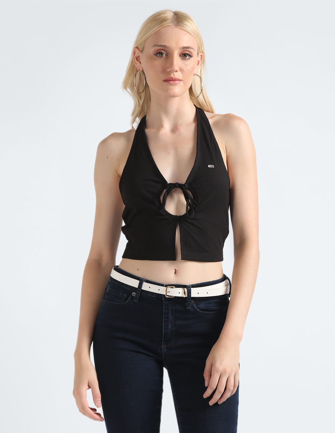 Buy Tommy Hilfiger Halter Neck Ribbed Crop Top - NNNOW.com