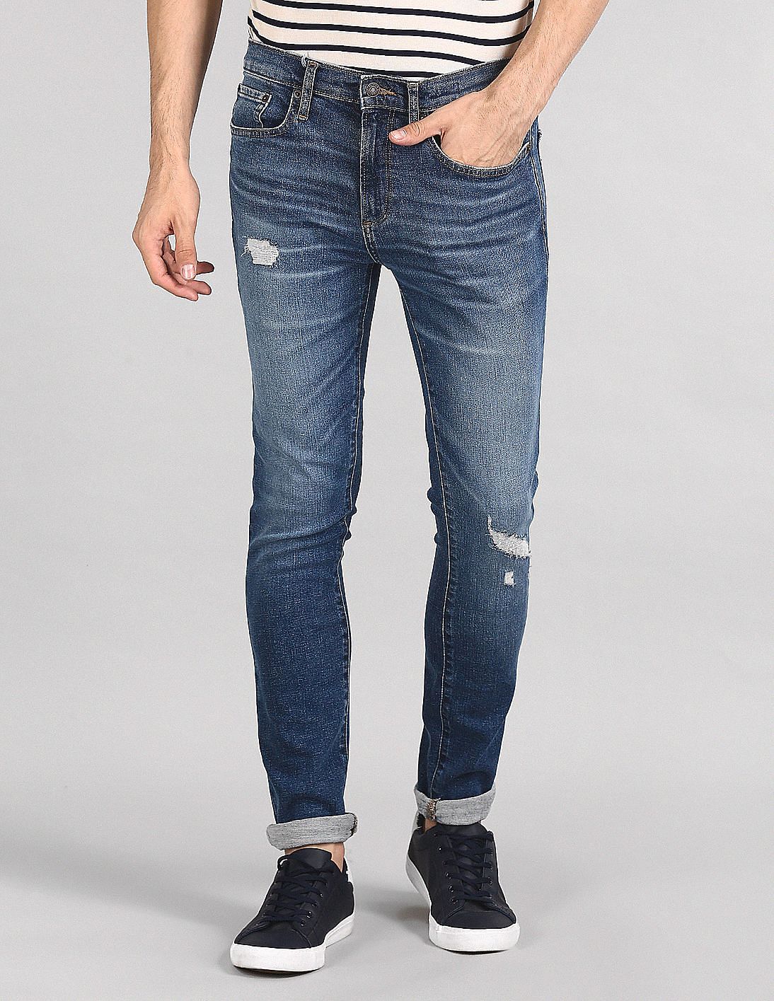 Buy GAP Men Blue Skinny Fit Distressed Jeans - NNNOW.com