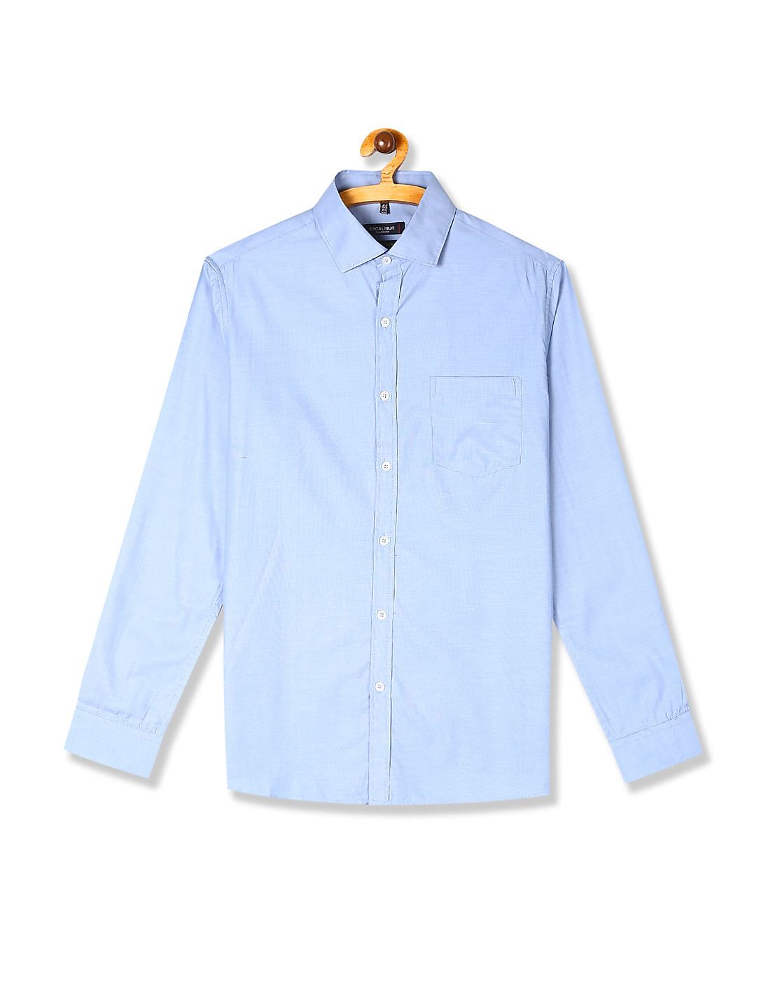 Buy Excalibur Blue Regular Fit Patterned Shirt - NNNOW.com