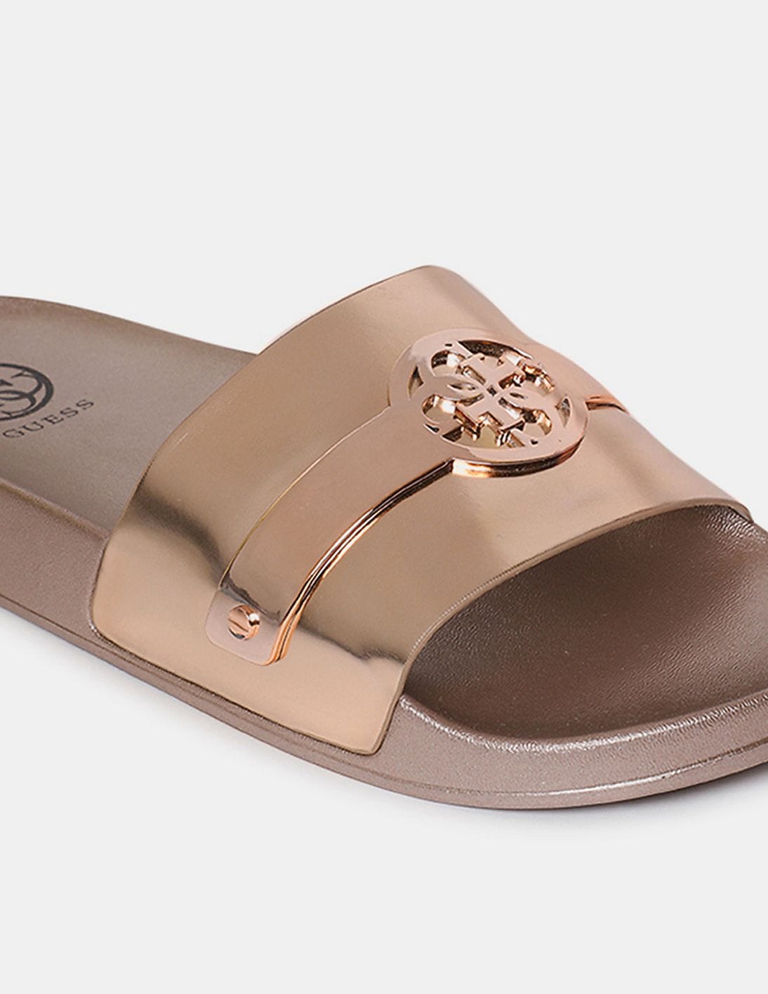 guess rose gold flip flops
