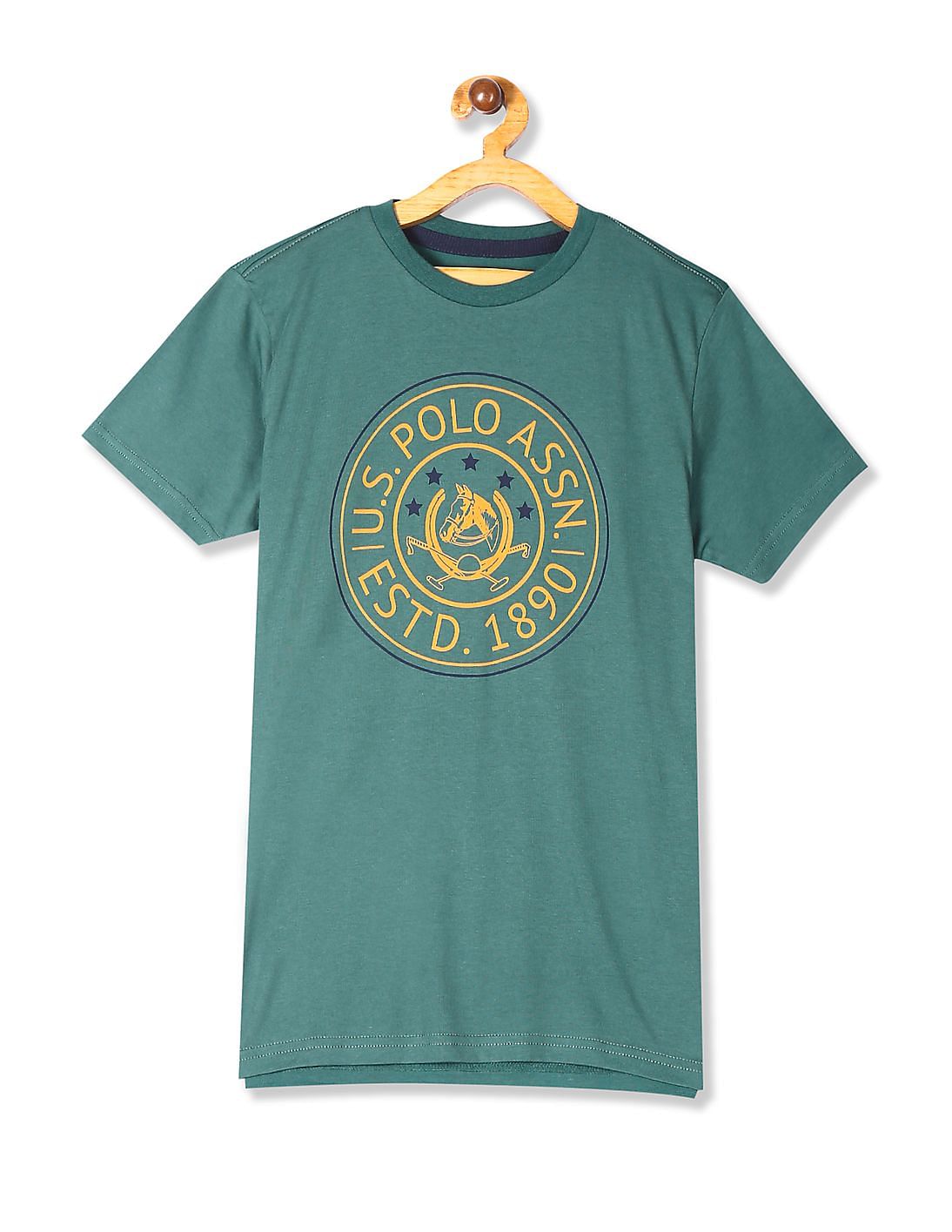Buy Boys Green Boys Crew Neck Brand Print T-Shirt online at NNNOW.com