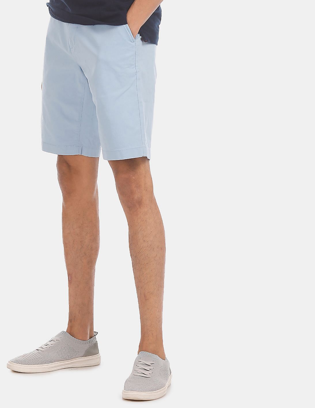 Buy U.S. Polo Assn. Men Blue Solid Cotton Stretch Shorts - NNNOW.com