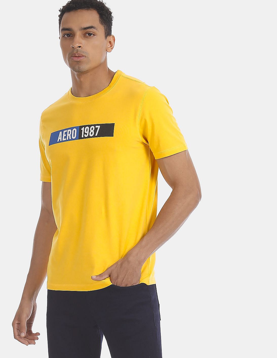 Buy Aeropostale Yellow Crew neck Brand Print T-Shirt - NNNOW.com