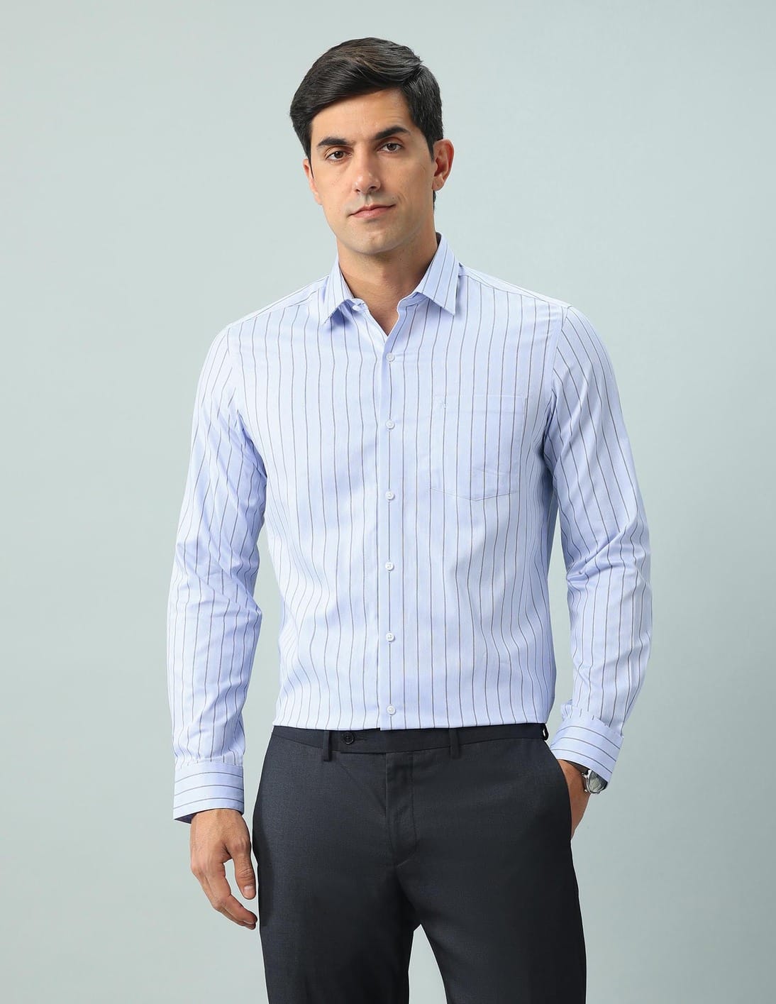 Buy Arrow Manhattan Slim Fit Vertical Striped Shirt - NNNOW.com